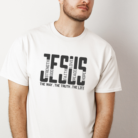 A relaxed fit Jesus Tee in white, made of 100% ring-spun cotton for extra coziness. Double-needle stitching ensures durability, while the lack of side-seams maintains its tubular shape.