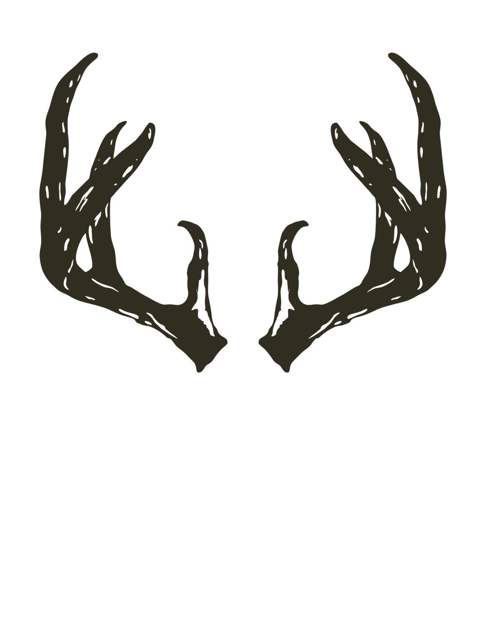 A sketch-style Antler Tee on black background, embodying comfort with 100% ring-spun cotton. Relaxed fit, durable double-needle stitching, and seamless design for a unique, cozy addition to your wardrobe.