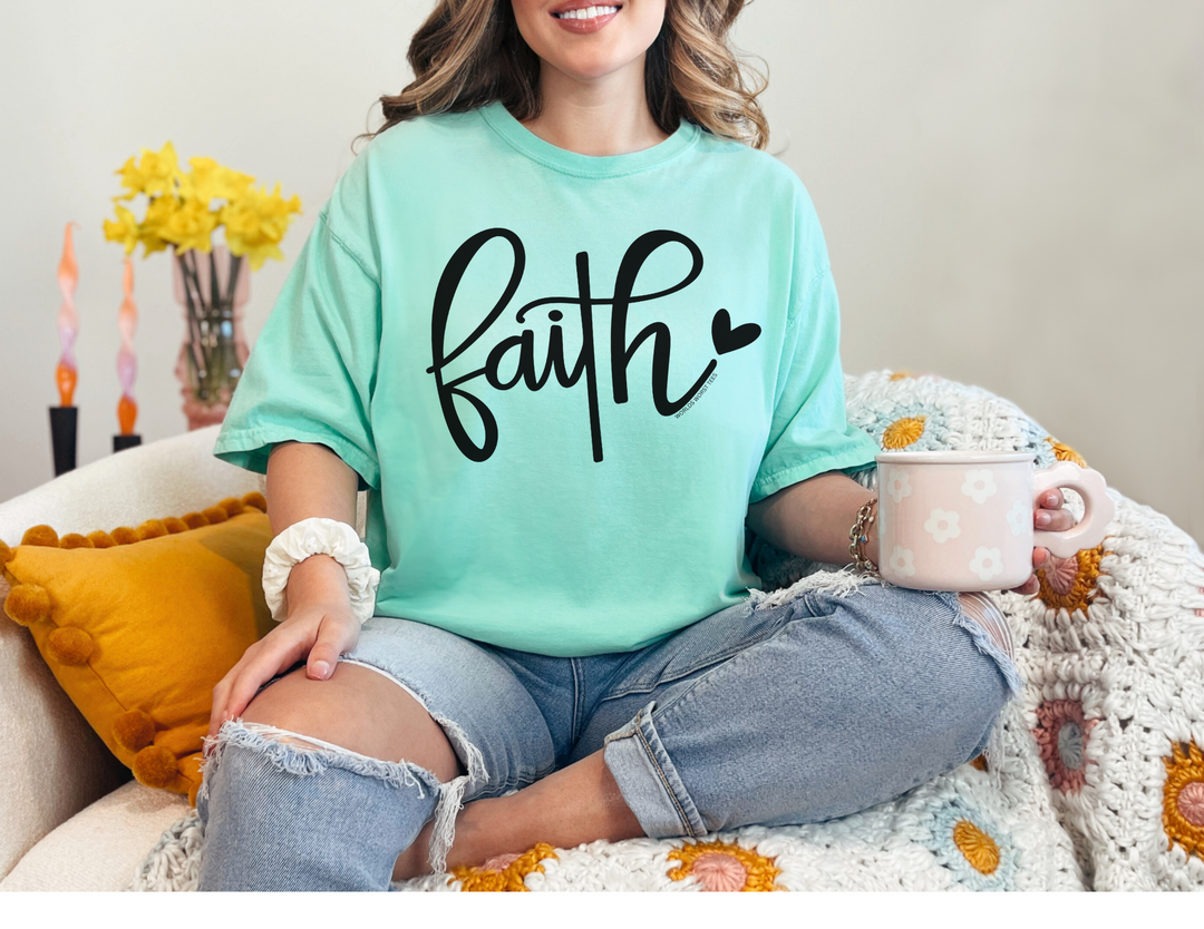 A relaxed fit Faith Tee in ring-spun cotton, garment-dyed for coziness. Double-needle stitching for durability, no side-seams for shape retention. From Worlds Worst Tees.