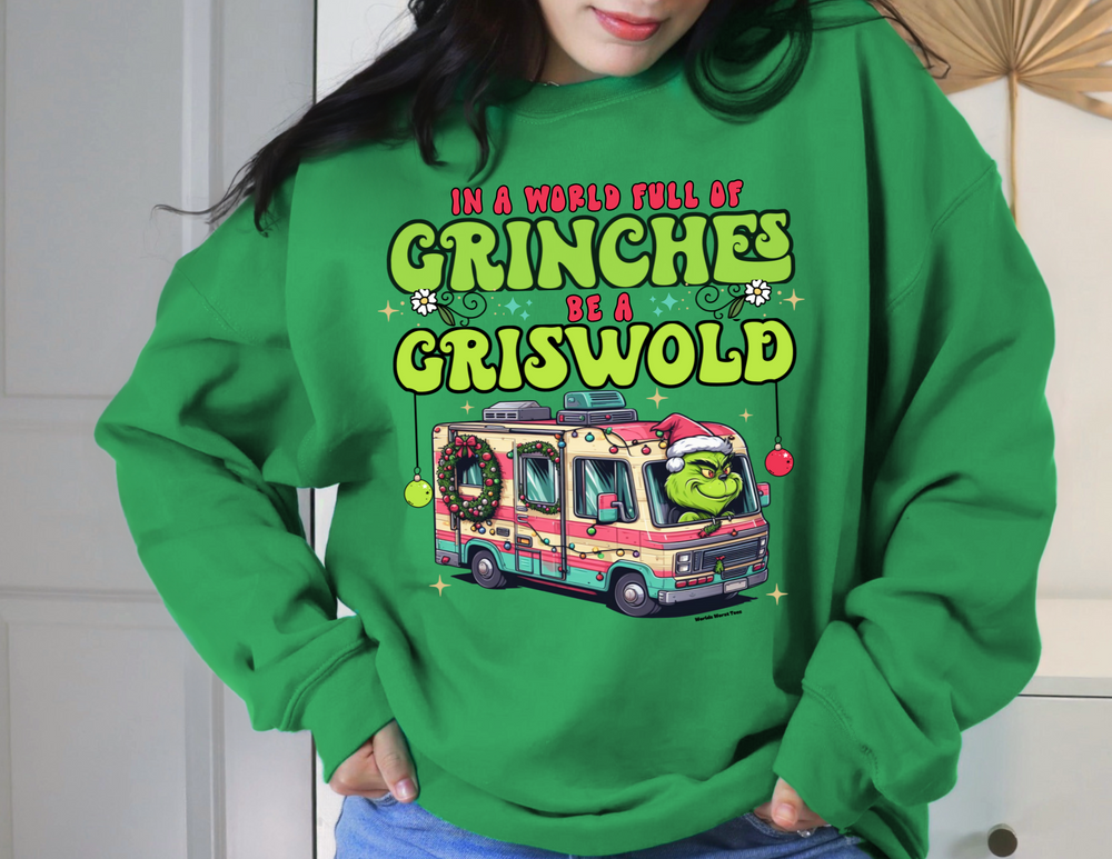 A unisex heavy blend crewneck sweatshirt, the Be a Griswold Crew, offers comfort with ribbed knit collar and no itchy side seams. Made of 50% cotton, 50% polyester for a loose fit. Sewn-in label.