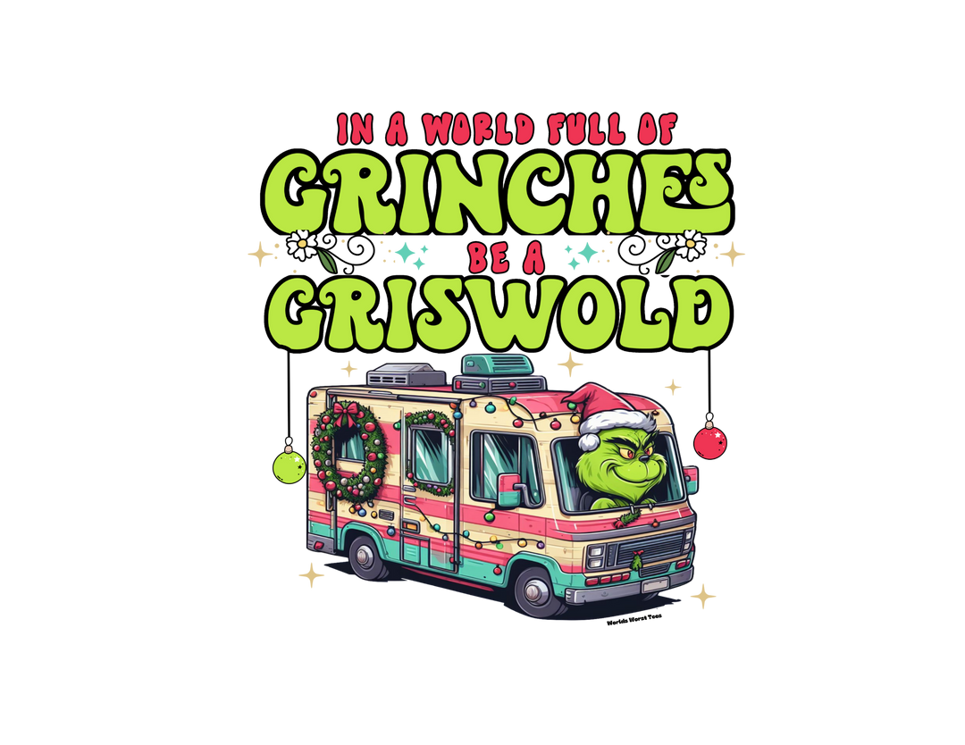 A cozy unisex crewneck sweatshirt featuring a cartoon van with a Grinch, embodying the Be a Griswold Crew spirit. Made of 50% cotton and 50% polyester, with ribbed knit collar and loose fit.