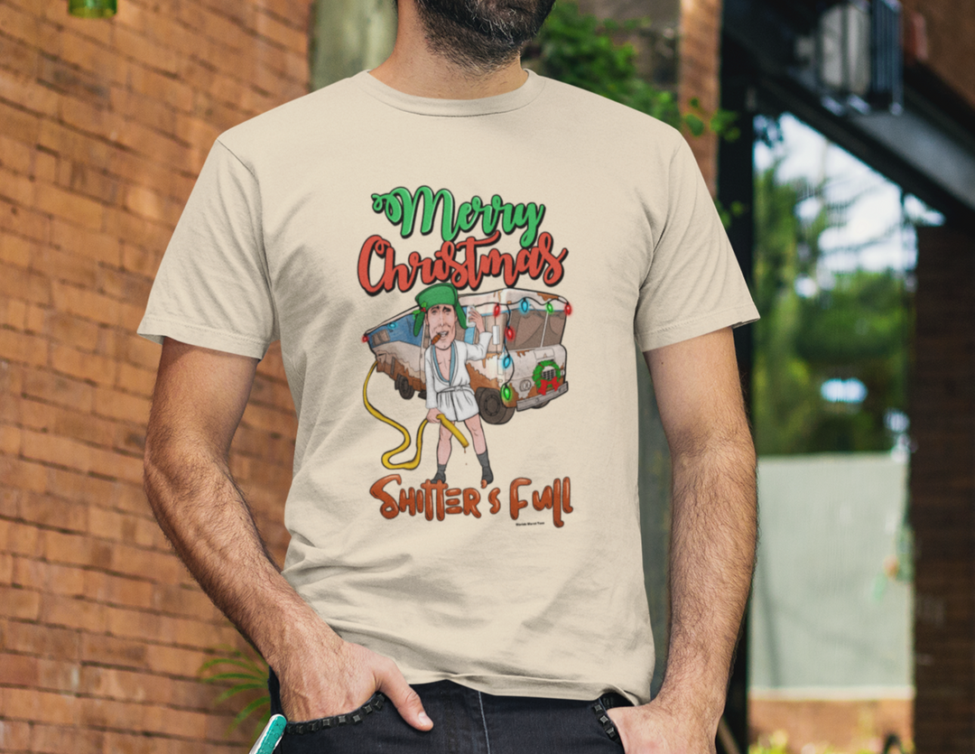 A premium fitted Men's short sleeve tee, Shitter's Full Tee, in white. Classic and comfy, perfect for workouts or daily wear. Made of 100% combed, ring-spun cotton, light fabric, with a premium fit.