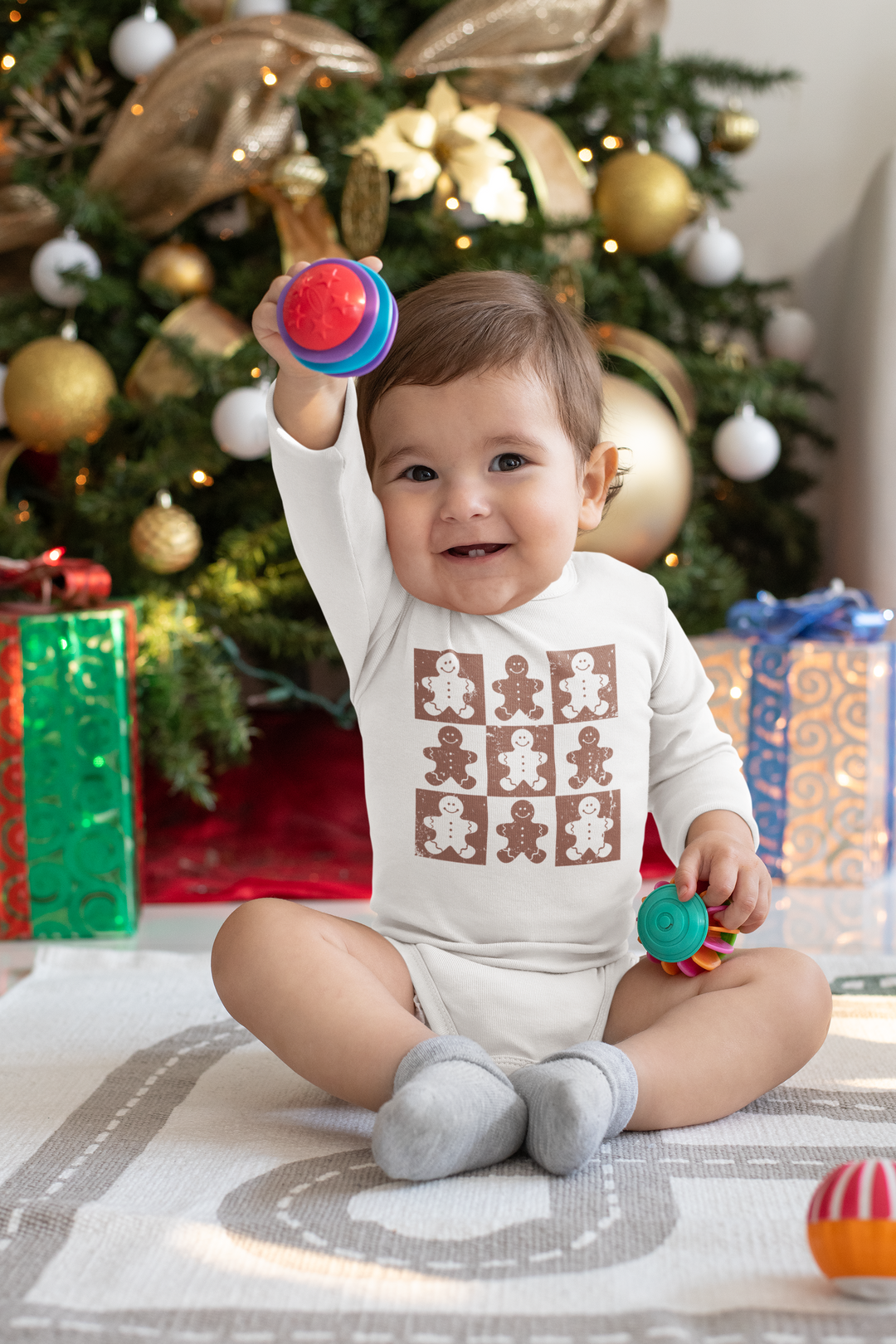 Gingerbread Man Long Sleeve Onesie