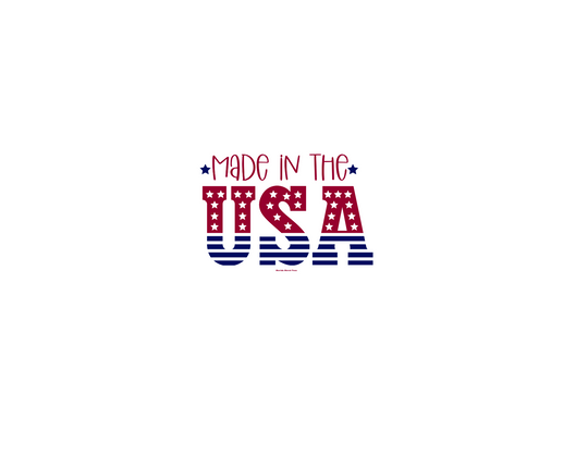 Made in the USA Toddler Tee featuring a red and blue logo with stars, crafted from 100% combed ringspun cotton. Soft, durable fabric with a tear-away label, perfect for sensitive skin and first adventures.