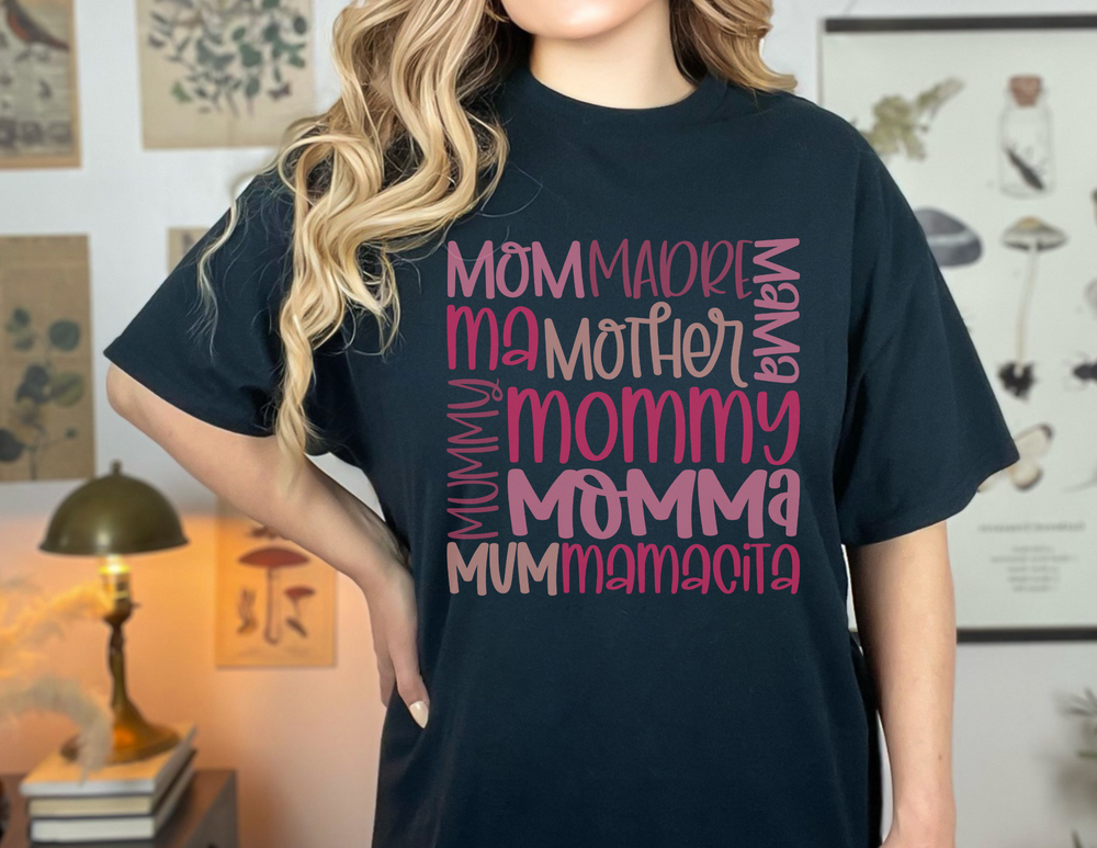 A relaxed fit Mama Tee crafted from 100% ring-spun cotton, featuring a soft-washed, garment-dyed fabric for coziness. Double-needle stitching ensures durability, while the seamless design maintains its tubular shape.