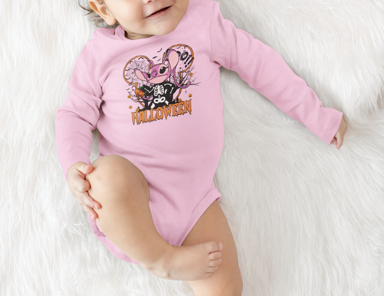 Pink Stitch Halloween Long Sleeve Onesie 90503712921105325416 19 Kids clothes Worlds Worst Tees