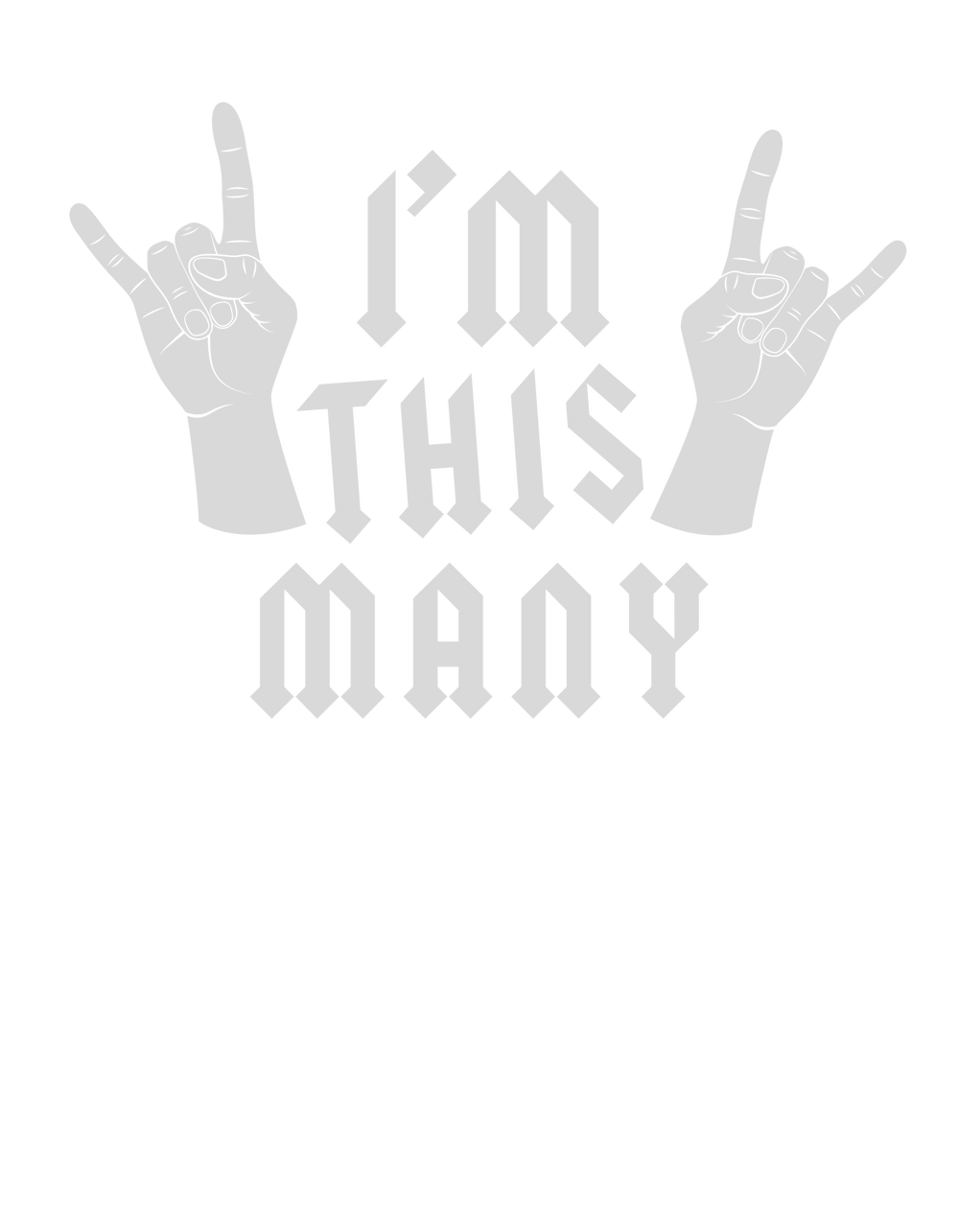 A black and white toddler tee featuring hands making a gesture, ideal for sensitive skin. Made of 100% combed cotton, with a durable print. Rock and Roll I'm 4 Toddler Tee by Worlds Worst Tees.