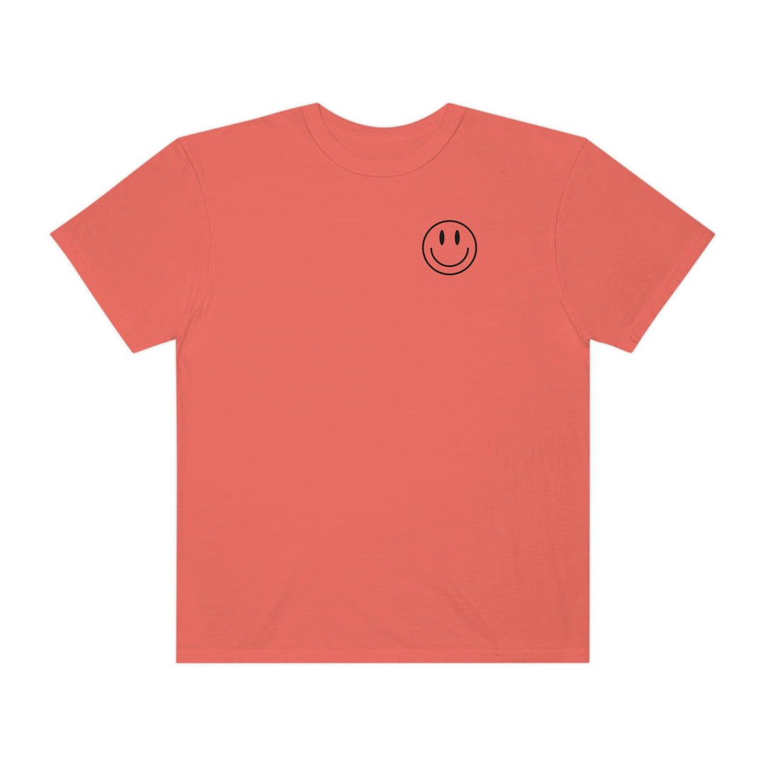 A ring-spun cotton t-shirt featuring a smiley face design. Garment-dyed for extra coziness, with a relaxed fit and durable double-needle stitching. From 'Worlds Worst Tees'.