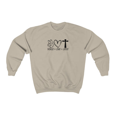 Peace, Love, Jesus-  Heavy Blend™ Crewneck Sweatshirt - huserdesigns