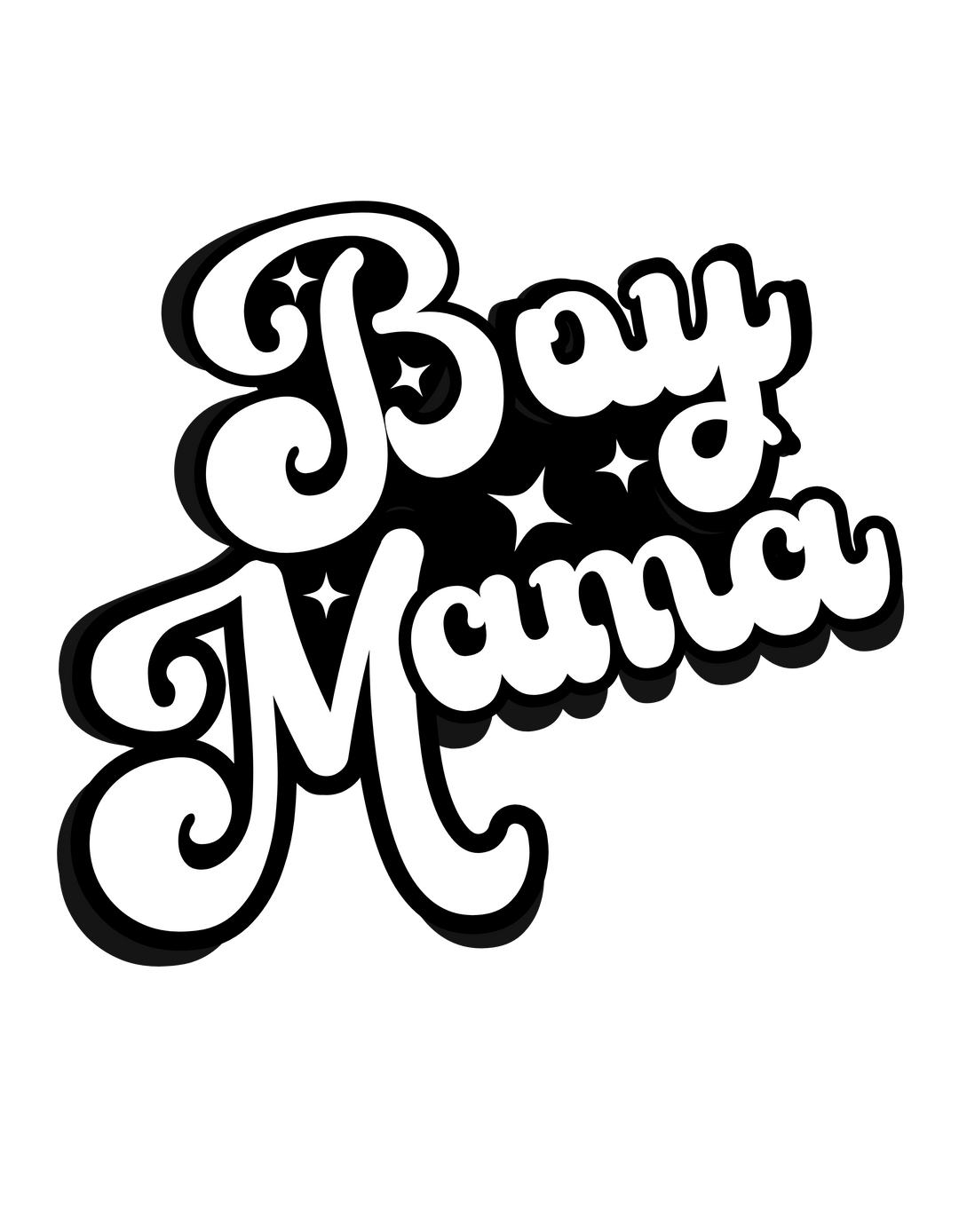 A black and white Boy Mama Tee with bold typography and a star symbol. 100% ring-spun cotton, garment-dyed for coziness, featuring a relaxed fit and durable double-needle stitching. From Worlds Worst Tees.