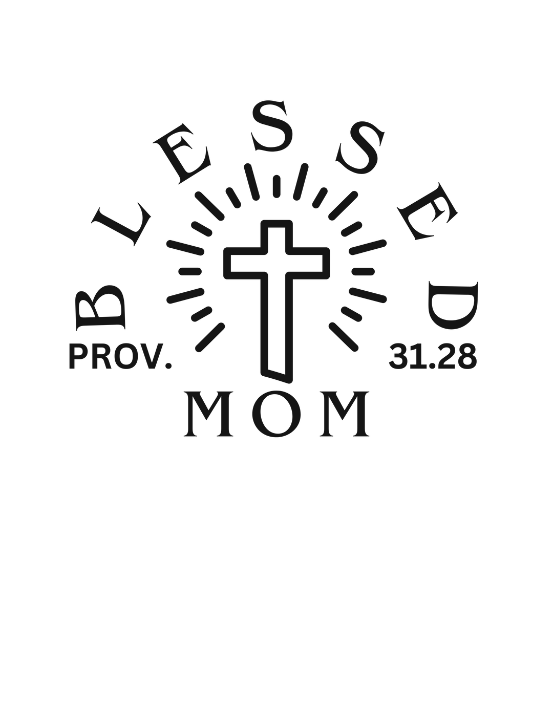 A black tee with a cross design, ideal for daily wear. Blessed Mom Tee in 100% ring-spun cotton, relaxed fit, and durable double-needle stitching. From 'Worlds Worst Tees'.
