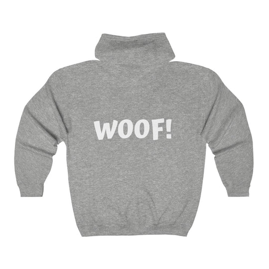 WOOF-  Unisex Heavy Blend™ Full Zip Hooded Sweatshirt - huserdesigns
