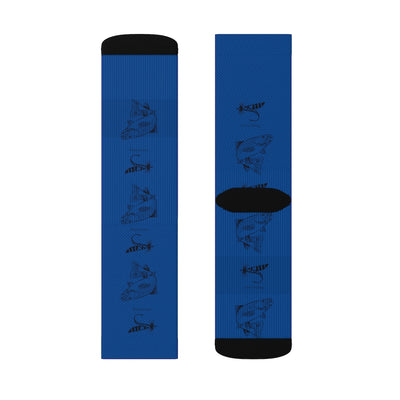 Fly Trout Blue - Sublimation Socks - huserdesigns