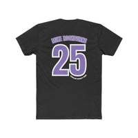Colorado Rockhards #25 Mike Rotchburns Tee: Men's premium fitted short sleeve shirt with purple numbers and letters. Combed, ring-spun cotton, ribbed knit collar, roomy fit, and side seams for structure.
