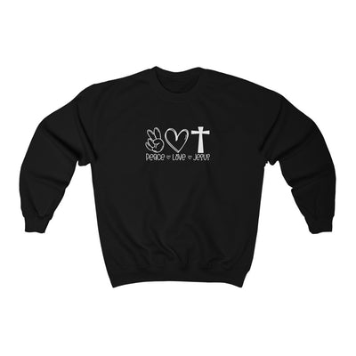 Peace, Love, Jesus-  Heavy Blend™ Crewneck Sweatshirt - huserdesigns