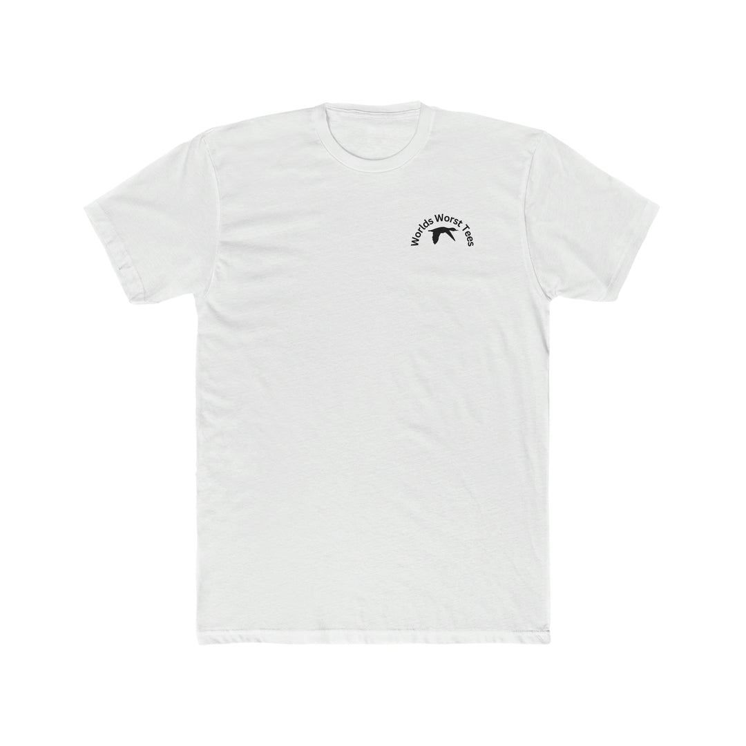 A premium fitted men’s Duck Duck Boom Tee, featuring a logo with a duck. Made of 100% combed, ring-spun cotton for comfort and style. Ribbed knit collar for elasticity and shape retention.