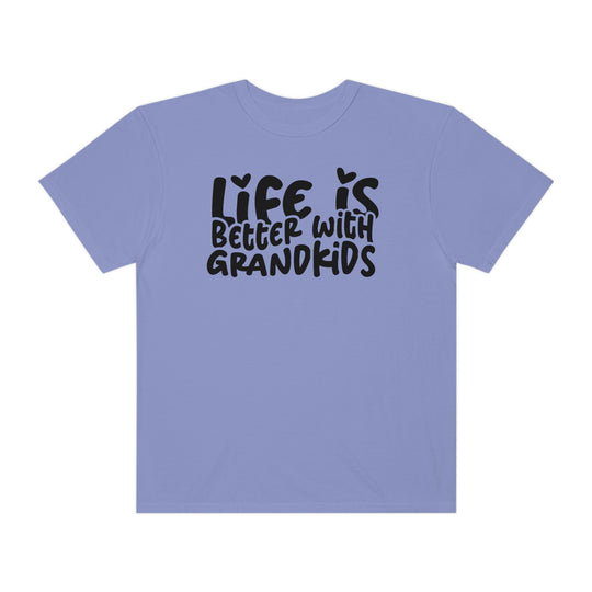 A Life is Better With Grandkids Tee, a relaxed-fit, garment-dyed t-shirt crafted from 100% ring-spun cotton for ultimate comfort and durability. Ideal for daily wear with double-needle stitching and a seamless design.
