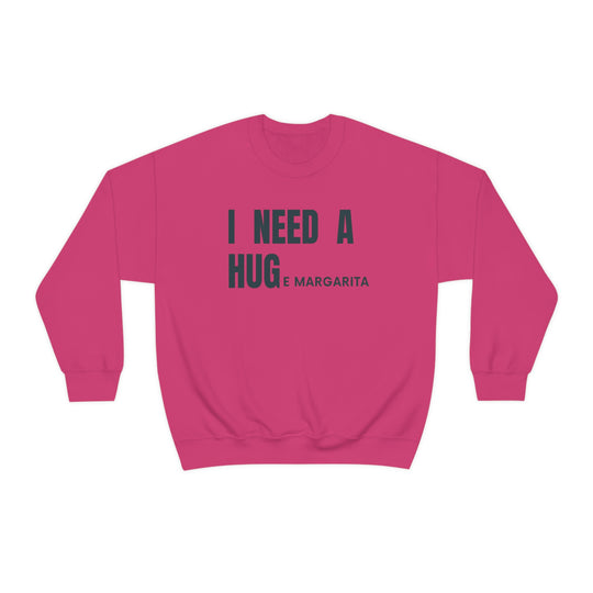 Unisex heavy blend crewneck sweatshirt featuring the I Need a HUGe Margarita design. Comfortable, loose fit, ribbed knit collar, and no itchy side seams. Polyester-cotton blend, medium-heavy fabric. Sewn-in label.
