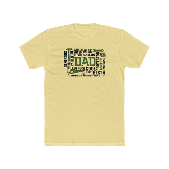A relaxed fit, garment-dyed All Dad All Day Tee crafted from 100% ring-spun cotton. Soft-washed for coziness, with double-needle stitching for durability and a seamless design for a tubular shape.