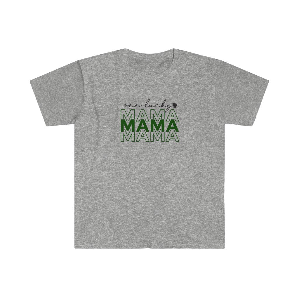 One Lucky Mama-  Unisex Softstyle T-Shirt - huserdesigns