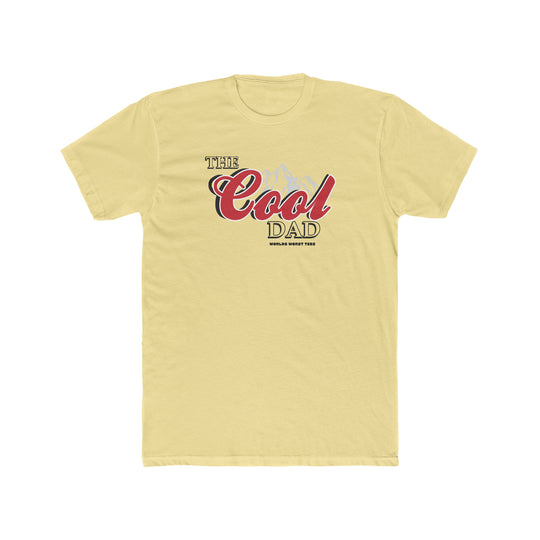 A relaxed fit, garment-dyed t-shirt made of 100% ring-spun cotton. Double-needle stitching for durability, no side-seams for shape retention. The Cool Dad Tee by Worlds Worst Tees.