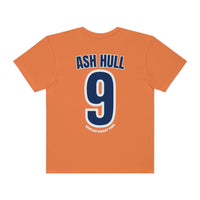 Garment-dyed Houston Asshats #9 Ash Hull Tee, 100% ring-spun cotton, medium weight, relaxed fit, durable double-needle stitching, seamless design for tubular shape, cozy and versatile.