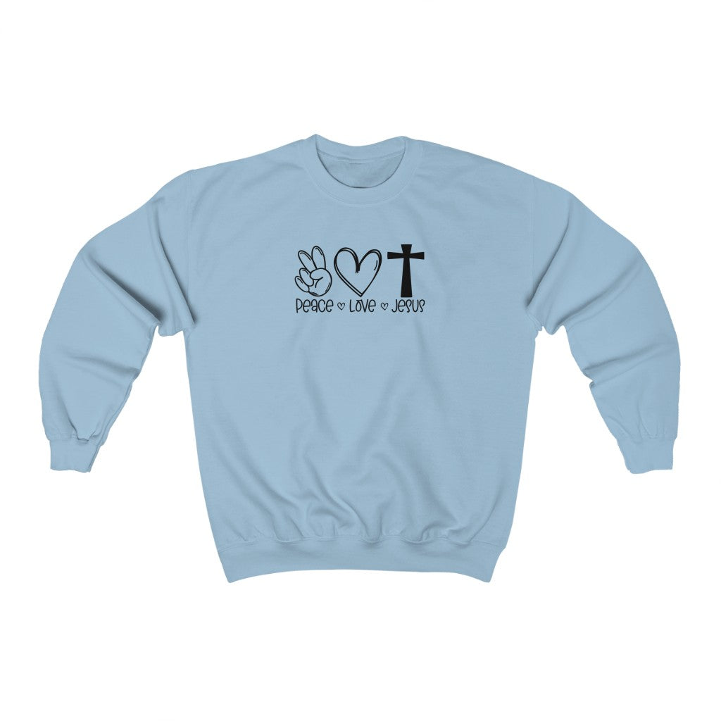 Peace, Love, Jesus-  Heavy Blend™ Crewneck Sweatshirt - huserdesigns