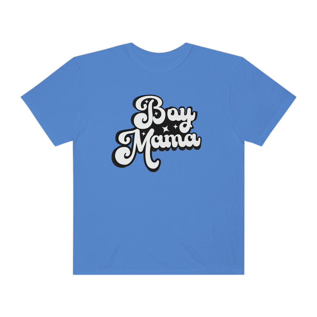 A relaxed fit Boy Mama Tee made of 100% ring-spun cotton, featuring double-needle stitching for durability and a seamless design for a tubular shape. From Worlds Worst Tees.
