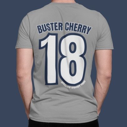 A premium fitted men’s NY Yankers #18 Buster Cherry Tee, light and comfy, with ribbed knit collar for elasticity and structural support. Made of 100% cotton, perfect for workouts or daily wear.