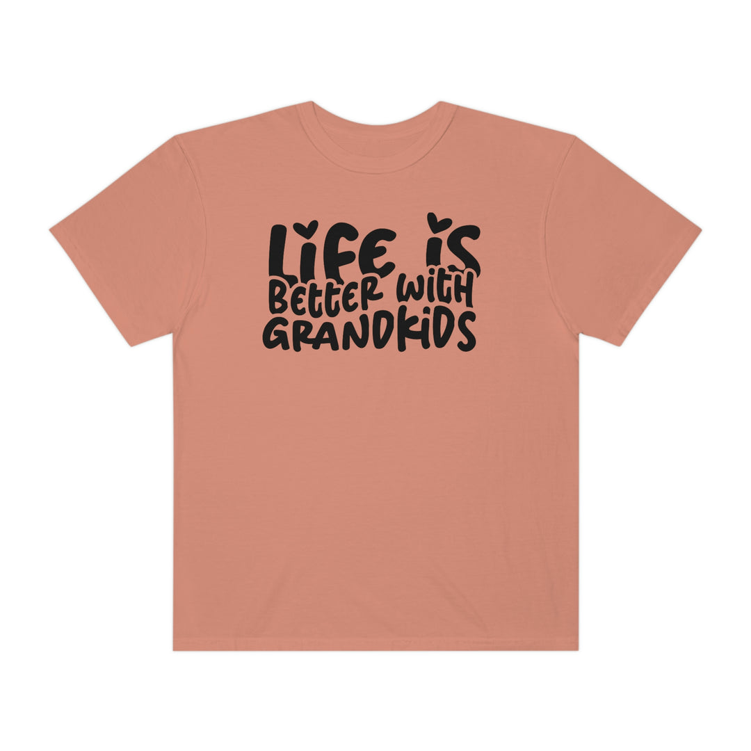 Life is Better With Grandkids Tee: A soft, ring-spun cotton t-shirt with a relaxed fit. Garment-dyed for coziness, featuring double-needle stitching for durability and a seamless design. From Worlds Worst Tees.