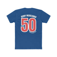 LA Dongers #50 Berry McCaulkiner Tee: A premium fitted men’s short sleeve shirt with red and blue text and numbers. Comfy, light, and roomy, perfect for workouts or daily wear. Made of 100% combed, ring-spun cotton.