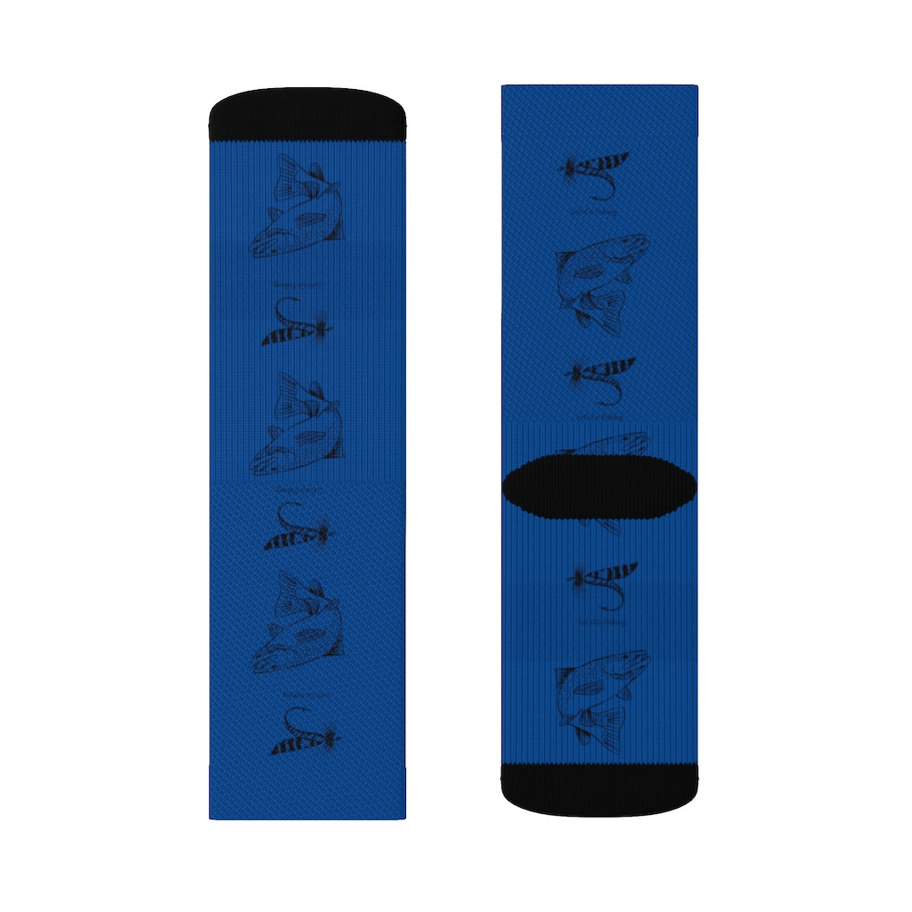 Fly Trout Blue - Sublimation Socks - huserdesigns