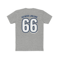 Fitted men’s short sleeve NY Yankers #66 Heywood Jablowme tee. Comfy, light, ribbed collar, roomy fit. High-quality cotton, side seams for shape support. Ideal for workouts or daily wear.