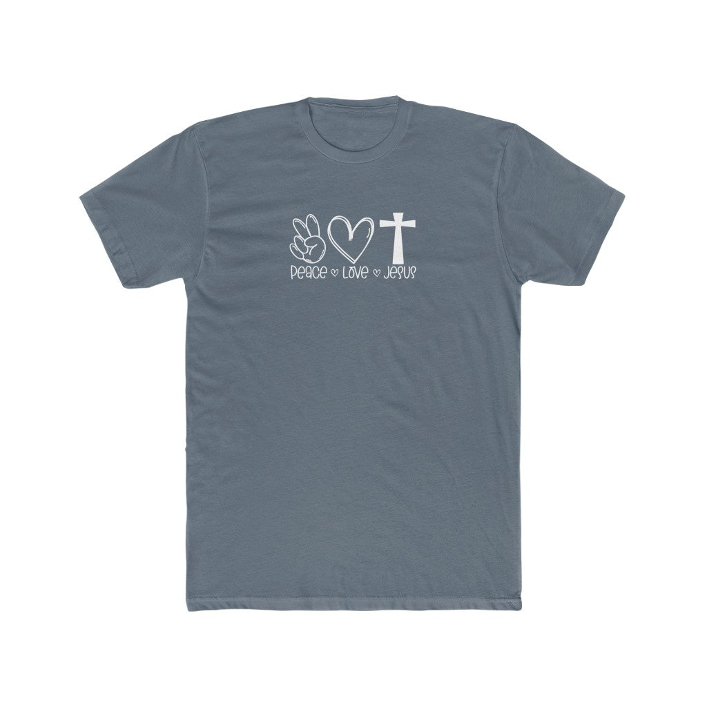 Peace, Love, Jesus-  Cotton Crew Tee - huserdesigns