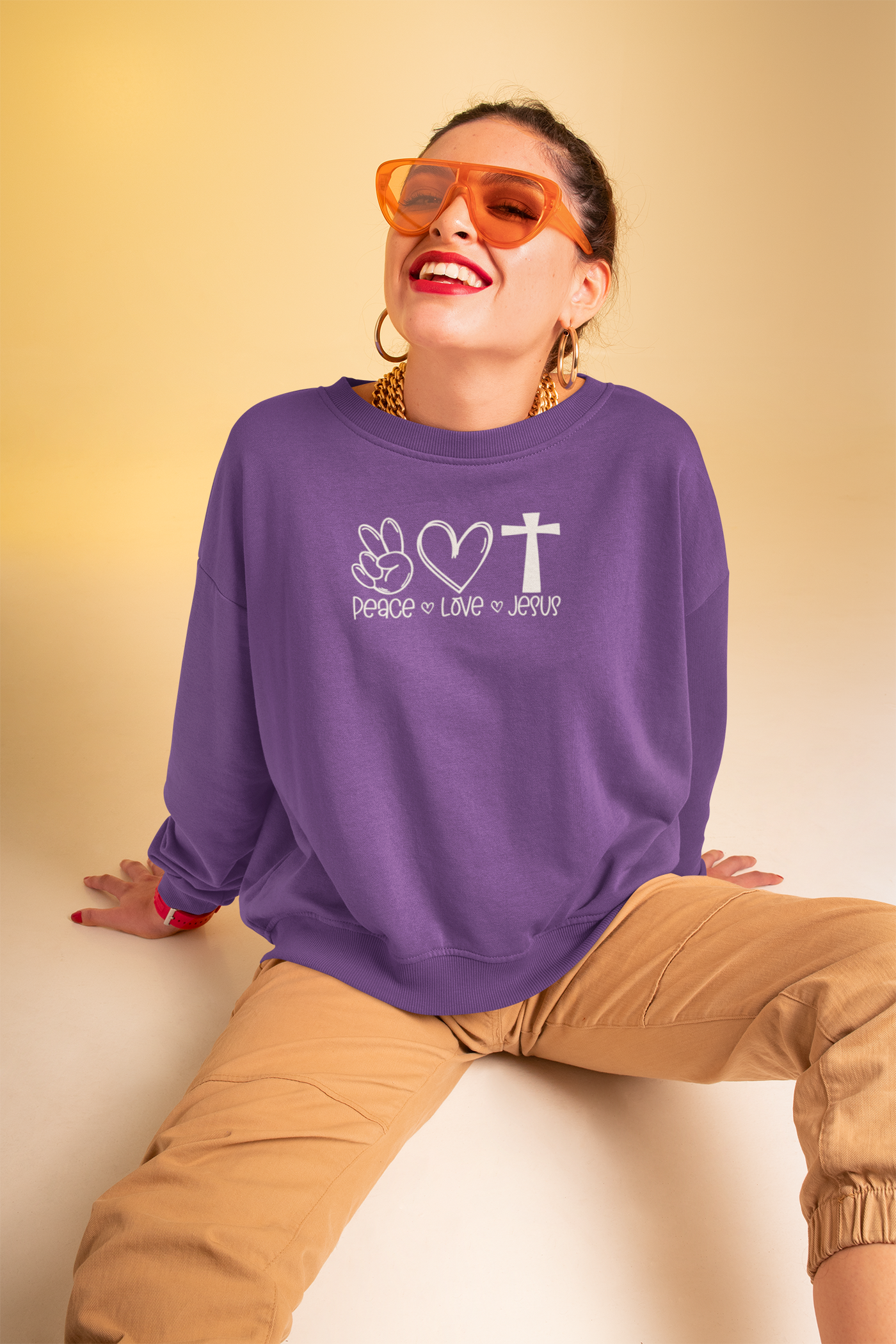 Peace, Love, Jesus-  Heavy Blend™ Crewneck Sweatshirt - huserdesigns