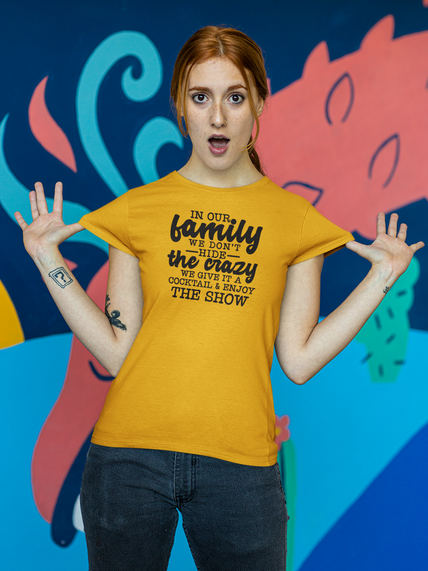 Crazy Family-  Cotton Crew Tee - huserdesigns