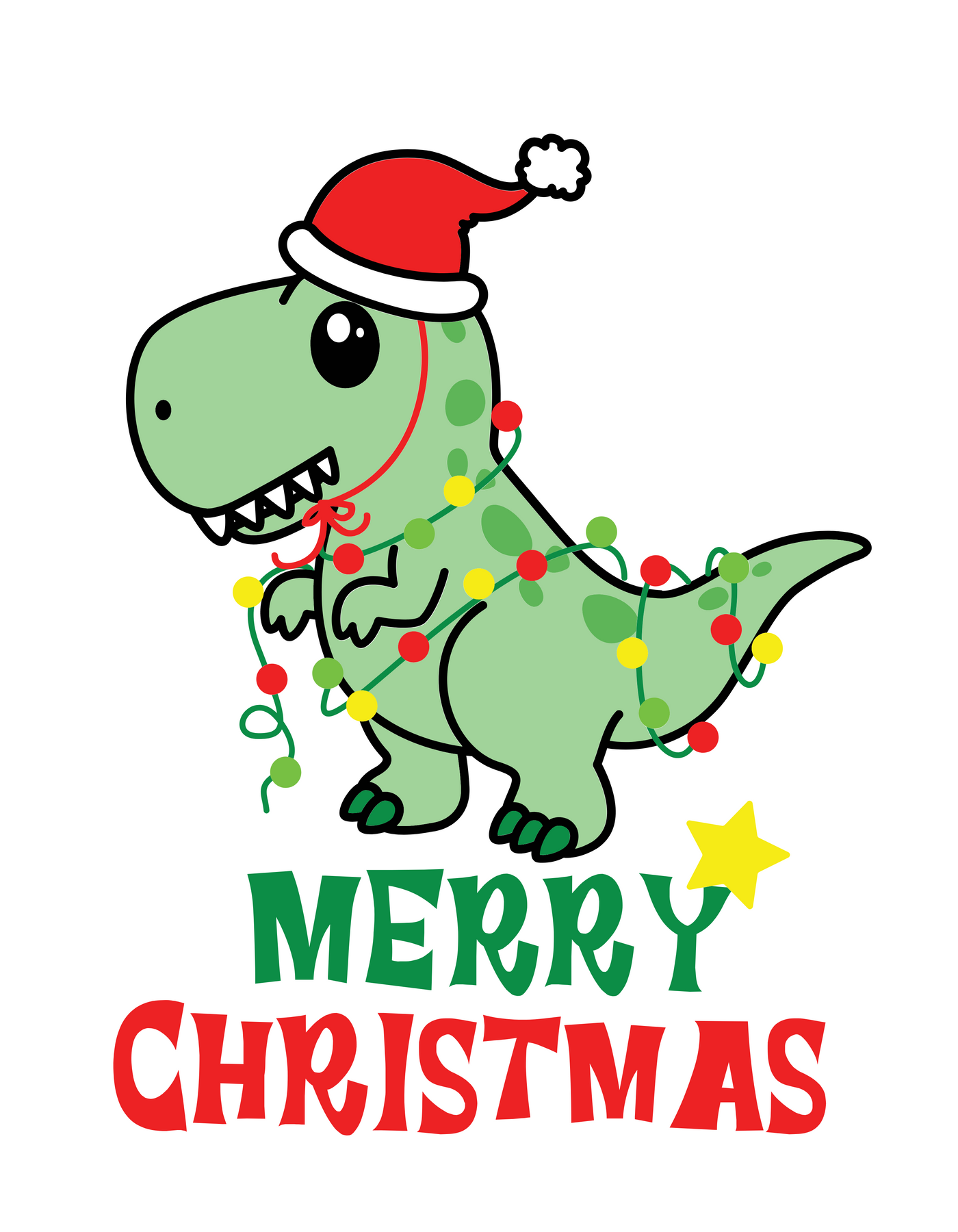 Dino Merry Christmas Long Sleeve Onesie